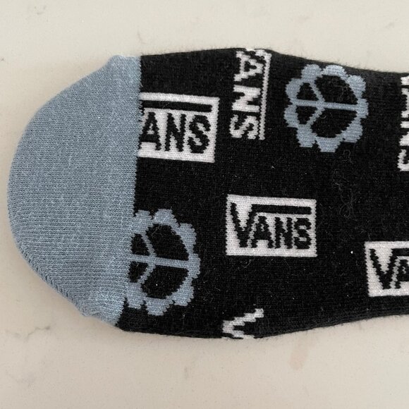 Vans No Show Socks w Logo + Peace Sign Black Blue & White Sz OS NWOT - Picture 3 of 6
